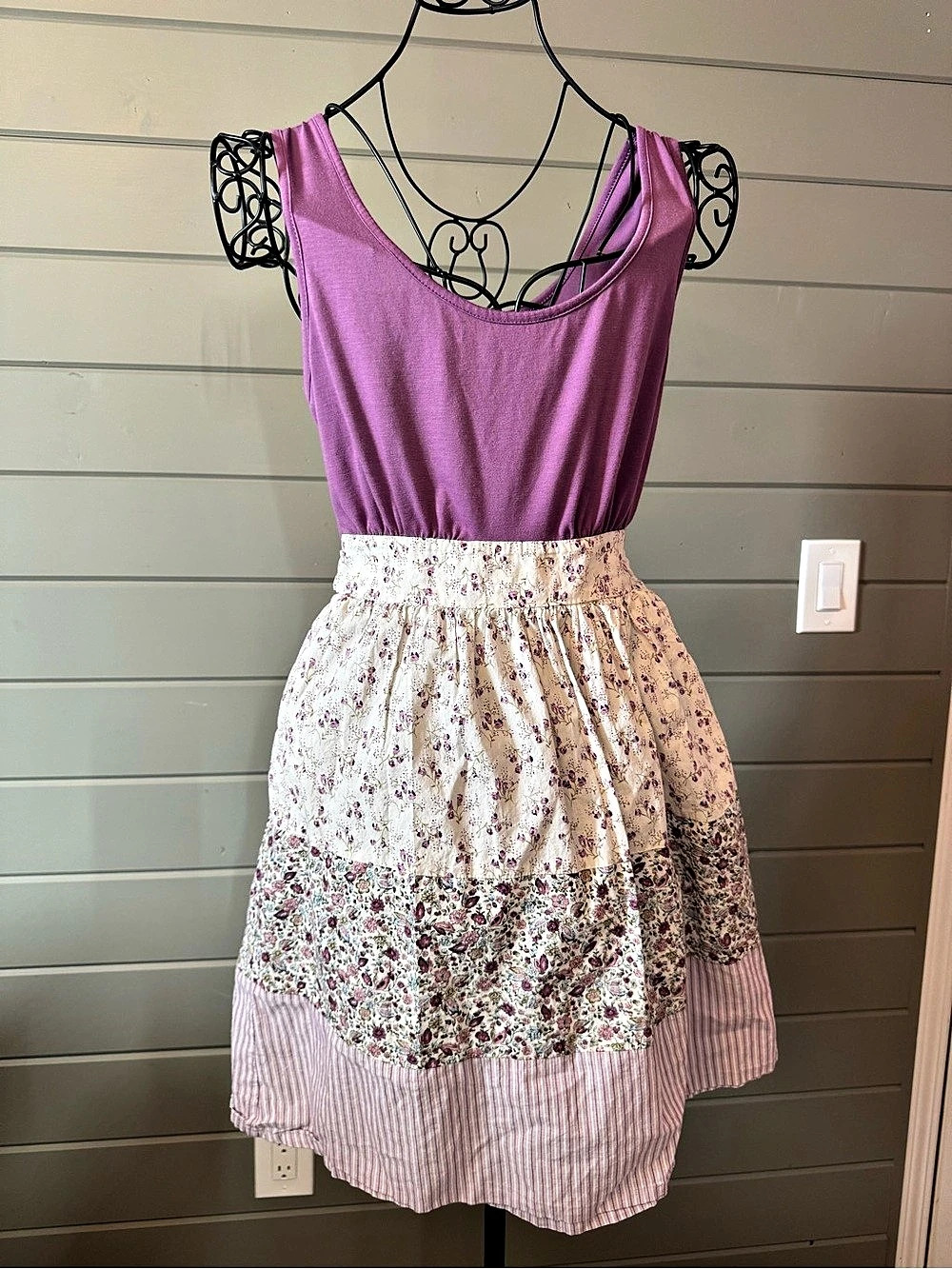 Mossimo Floral patchwork Mini Dress in Purple & White Size Medium